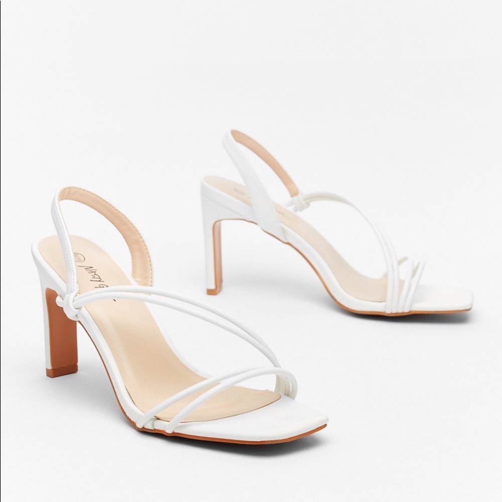 Nasty Gal Strappy Square Toe Faux Leather Heels